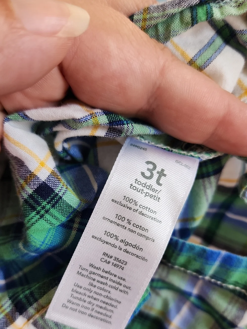 3T Carter's Green & Blue Plaid Button-Down Shirt